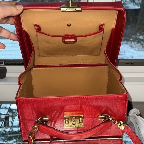 Mark Cross Grace Vintage Red Leather Grace Box Crossbody Hand Bag - Picture 2 of 16